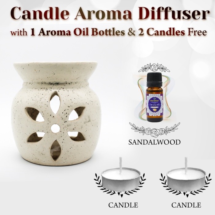 iHandikart  Aroma Ceramic Burner With Scanted/Aroma Oil 10ml Bottle, Fragrance-Sandalwood | Save 33% - Rajasthan Living 5