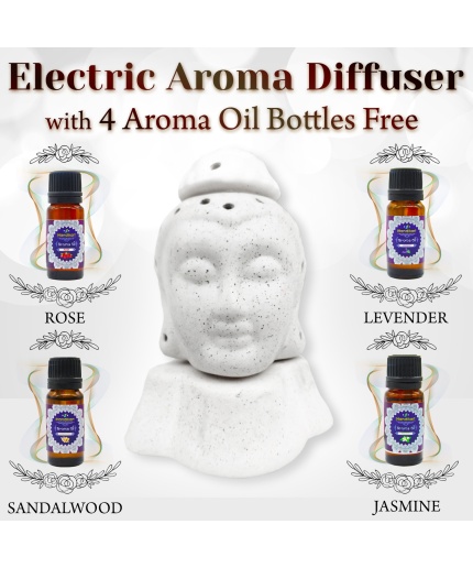 Decorative Electric Ceramic Aroma Oil Burner From iHandikart  With Ceramic Diffuser And 4 Aroma Rose,Jasmine,Levender,Lemon Grass oil/Scented Oil/Fragrance 10 ml Bottle | Save 33% - Rajasthan Living