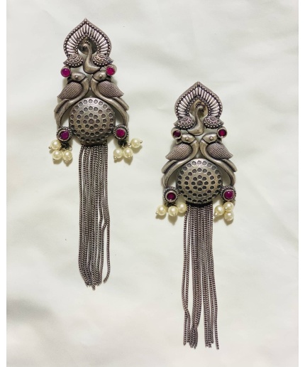 Birdie Danglers German Silver Oxidised Earring | Save 33% - Rajasthan Living