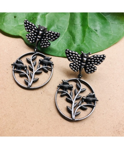 Butterfly Birdie German Silver Oxidised Earring | Save 33% - Rajasthan Living