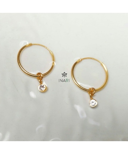 Charm CZ Hoops Gold Plated Silver Earring | Save 33% - Rajasthan Living