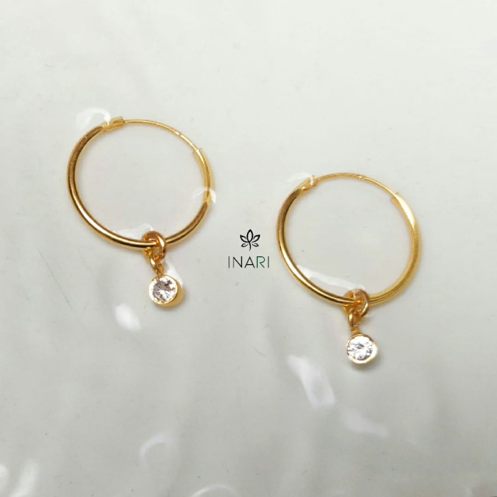 Charm CZ Hoops Gold Plated Silver Earring | Save 33% - Rajasthan Living 5