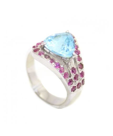 Handmade 925 Sterling Silver Women Natural Blue Topaz Ruby Stone | Save 33% - Rajasthan Living