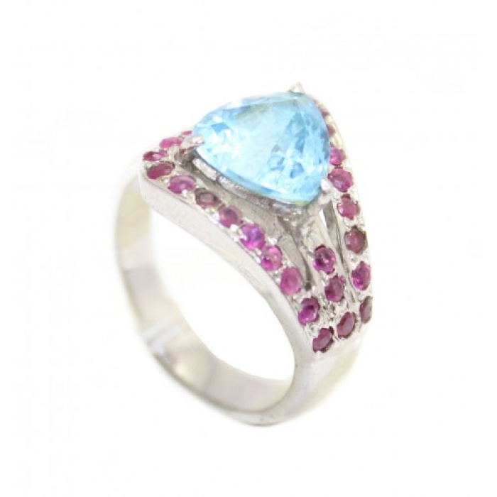 Handmade 925 Sterling Silver Women Natural Blue Topaz Ruby Stone | Save 33% - Rajasthan Living 5