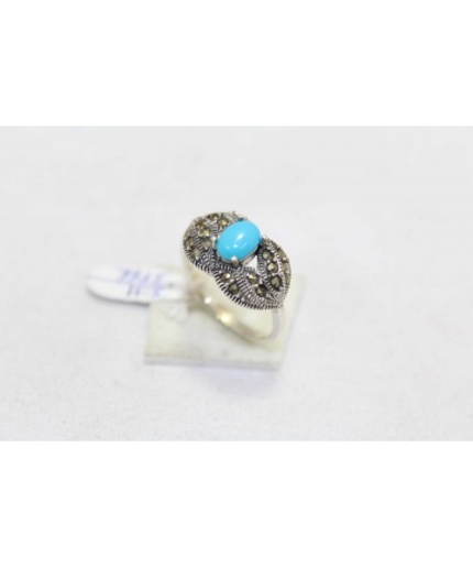 Handmade Designer Ring 925 Sterling Silver Turquoise & Marcasite Stones | Save 33% - Rajasthan Living 3