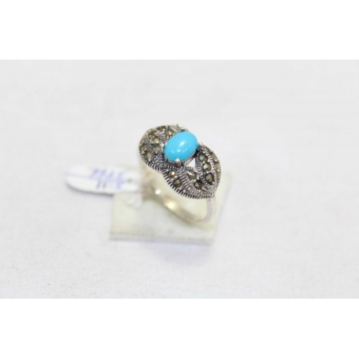 Handmade Designer Ring 925 Sterling Silver Turquoise & Marcasite Stones | Save 33% - Rajasthan Living 6