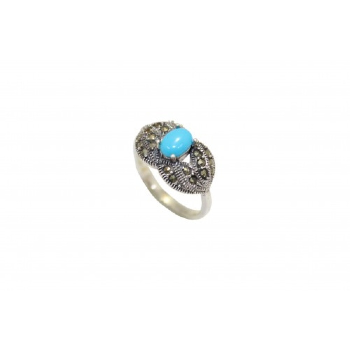 Handmade Designer Ring 925 Sterling Silver Turquoise & Marcasite Stones | Save 33% - Rajasthan Living 5