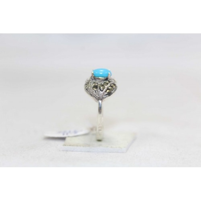 Handmade Designer Ring 925 Sterling Silver Turquoise & Marcasite Stones | Save 33% - Rajasthan Living 7