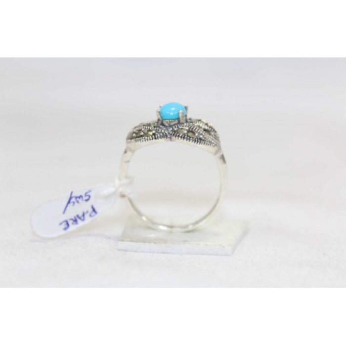 Handmade Designer Ring 925 Sterling Silver Turquoise & Marcasite Stones | Save 33% - Rajasthan Living 8