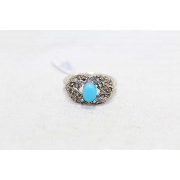 Handmade Designer Ring 925 Sterling Silver Turquoise & Marcasite Stones | Save 33% - Rajasthan Living 9