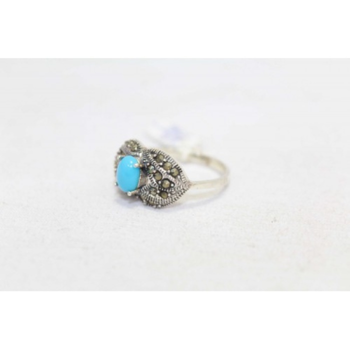 Handmade Designer Ring 925 Sterling Silver Turquoise & Marcasite Stones | Save 33% - Rajasthan Living 10
