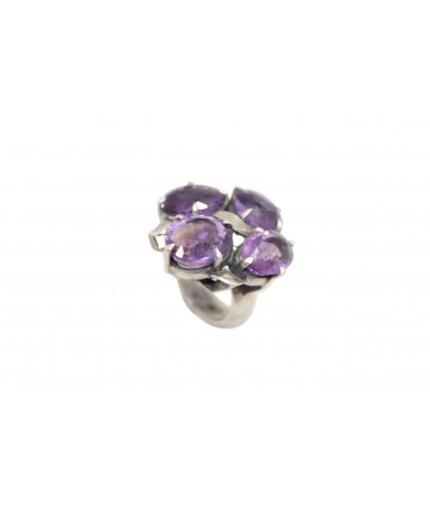 Handmade Designer Ring 925 Sterling Silver Purple Amethyst Gem Stones P 496 | Save 33% - Rajasthan Living