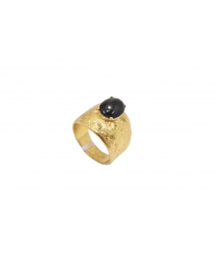 Handmade Men’s Ring 925 Sterling Silver gold plated black onyx Stone | Save 33% - Rajasthan Living