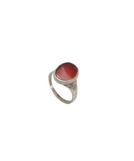 925 Sterling Silver Unisex Ring Orange Carnelian Stone Oxidised Polish | Save 33% - Rajasthan Living