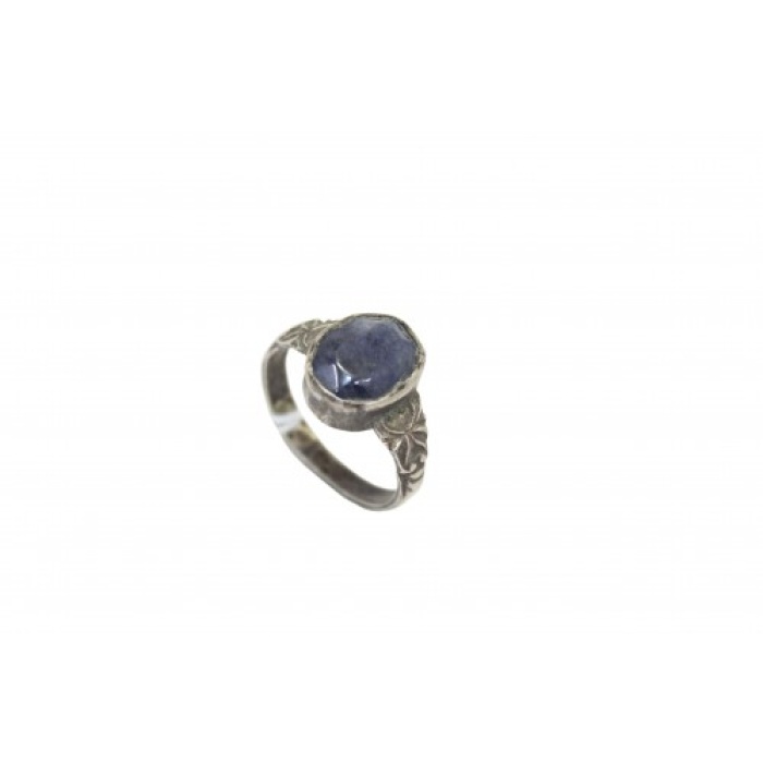925 Sterling Silver Unisex Ring Blue Sapphire Stone Oxidised Polish | Save 33% - Rajasthan Living 5