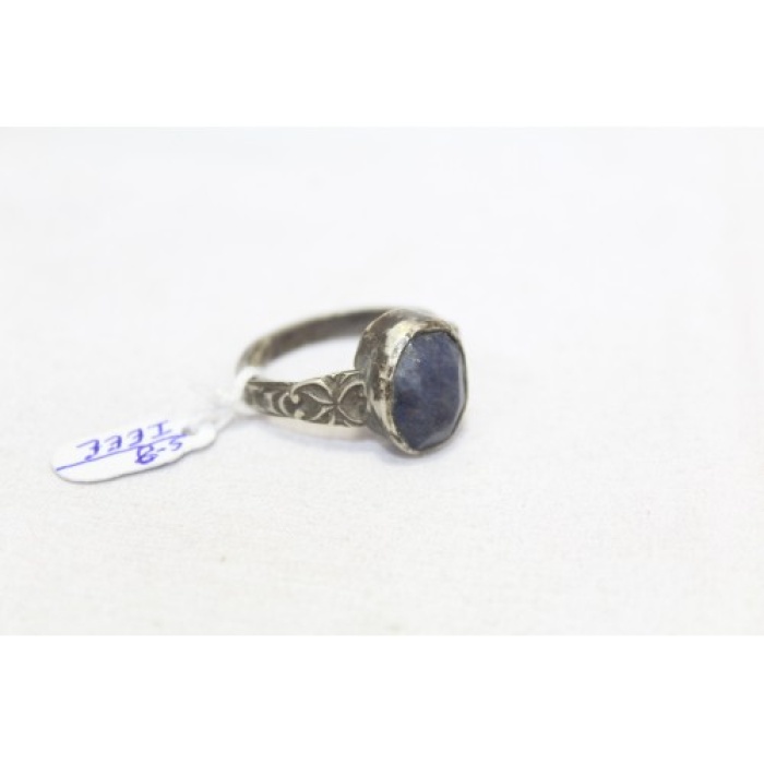 925 Sterling Silver Unisex Ring Blue Sapphire Stone Oxidised Polish | Save 33% - Rajasthan Living 11