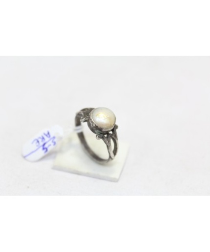 925 Sterling Silver Unisex Ring white Pearl Stone Oxidised polish | Save 33% - Rajasthan Living 3
