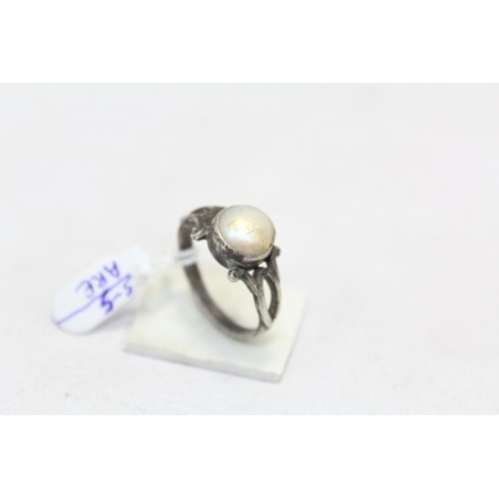 925 Sterling Silver Unisex Ring white Pearl Stone Oxidised polish | Save 33% - Rajasthan Living 6