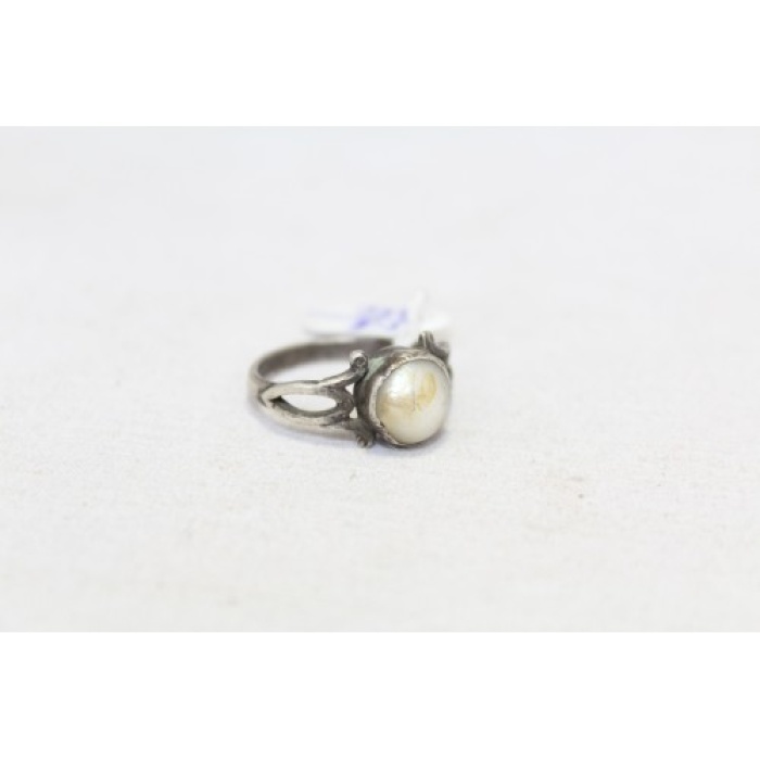 925 Sterling Silver Unisex Ring white Pearl Stone Oxidised polish | Save 33% - Rajasthan Living 11
