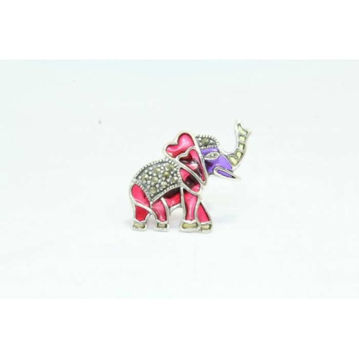 Handmade Elephant Ring 925 Sterling Silver Marcasites Stone Multi Colour Enamel | Save 33% - Rajasthan Living 7