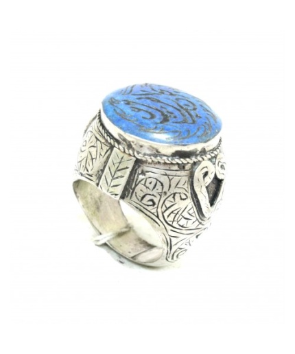 Afghani Ring Handmade 925 Sterling Silver Natural Lapiz Wax Inside | Save 33% - Rajasthan Living