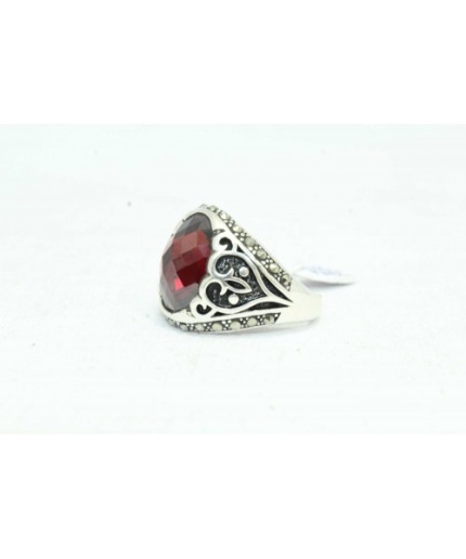 Handmade Designer Ring 925 Sterling Silver Black Marcasites Red Zircon Stone | Save 33% - Rajasthan Living 3