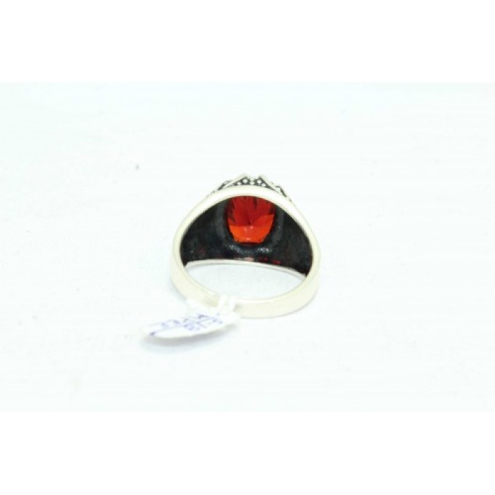 Handmade Designer Ring 925 Sterling Silver Black Marcasites Red Zircon Stone | Save 33% - Rajasthan Living 6