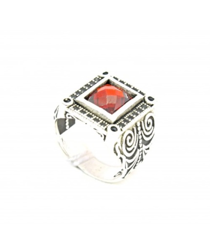Handmade Designer Ring 925 Sterling Silver Black Marcasites Red Zircon Stone | Save 33% - Rajasthan Living