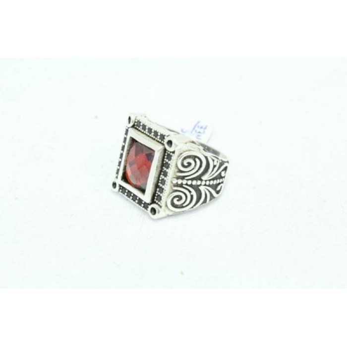 Handmade Designer Ring 925 Sterling Silver Black Marcasites Red Zircon Stone | Save 33% - Rajasthan Living 6