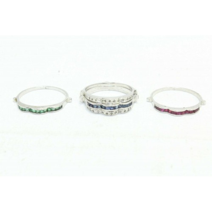 Handmade Changeable Ring 925 Sterling Silver Diamonds Emerald Ruby Blue Sapphire | Save 33% - Rajasthan Living 8