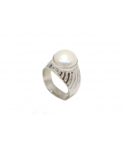 Hallmarked Sterling Silver 925 Men’s Ring White Pearl Gemstone | Save 33% - Rajasthan Living
