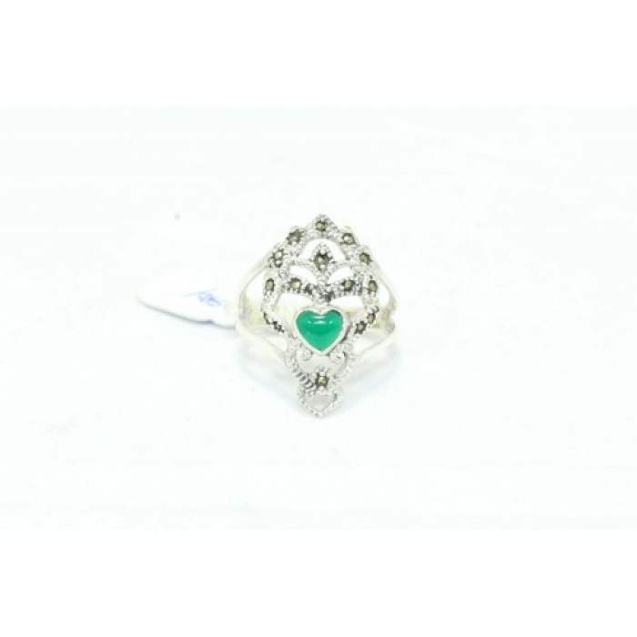 Handcrafted Ring 925 Sterling Silver Women’s Marcasite Green Onyx Stone Heart | Save 33% - Rajasthan Living 9