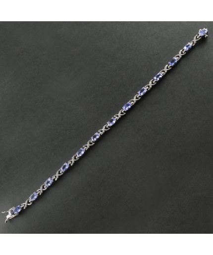 Natural Tenzanite/Zircon 925 Sterling Silver Bracelet | Save 33% - Rajasthan Living