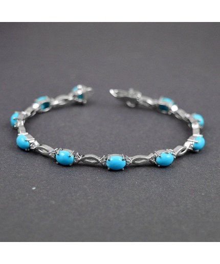 Natural Turquoise,cz  925 Sterling Silver Bracelet | Save 33% - Rajasthan Living