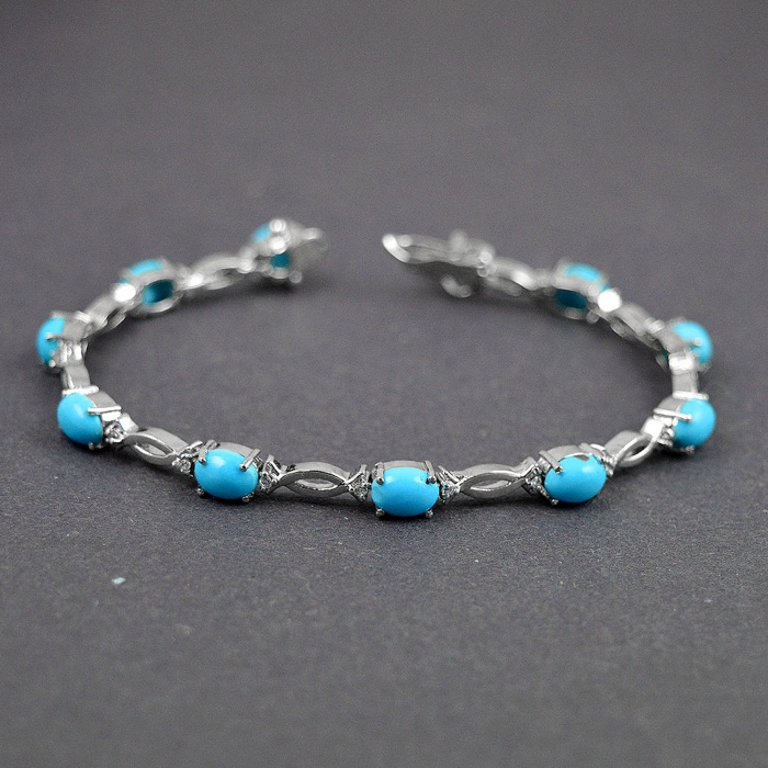 Natural Turquoise,cz  925 Sterling Silver Bracelet | Save 33% - Rajasthan Living 5