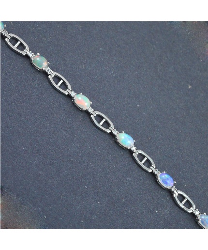 Natural Opal / Zircon  925 Sterling Silver Bracelet | Save 33% - Rajasthan Living 3
