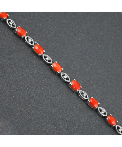 Natural Coral,cz  925 Sterling Silver Bracelet | Save 33% - Rajasthan Living 3