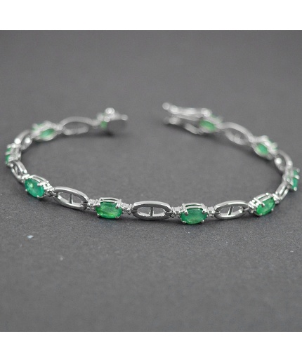 Natural Emerald cz  925 Sterling Silver Bracelet | Save 33% - Rajasthan Living