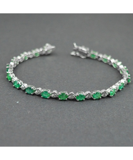 Natural Emerald, cz  925 Sterling Silver Bracelet | Save 33% - Rajasthan Living