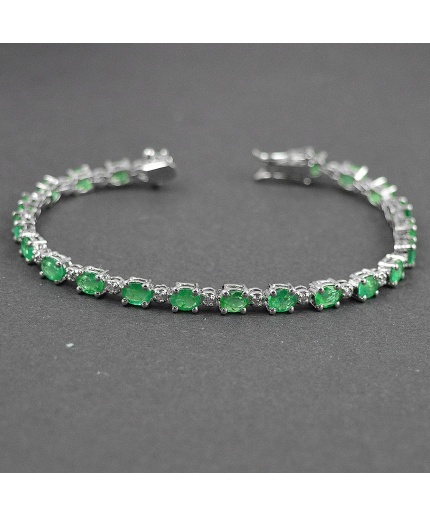 Natural Emerald, cz  925 Sterling Silver Bracelet | Save 33% - Rajasthan Living