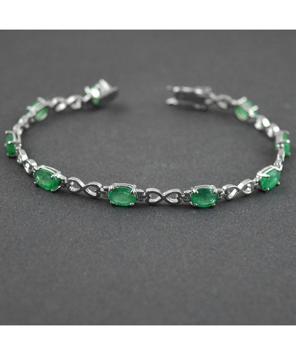 Natural Emerald  925 Sterling Silver Bracelet | Save 33% - Rajasthan Living