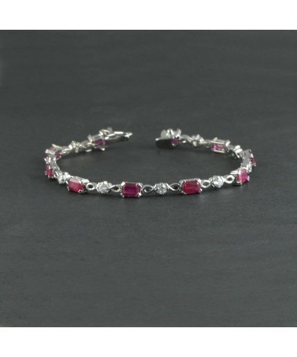 Natural Ruby/Zircon  925 Sterling Silver Bracelet | Save 33% - Rajasthan Living