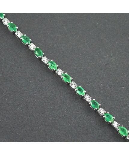 Natural Emerald, Zircon  925 Sterling Silver Bracelet | Save 33% - Rajasthan Living 3