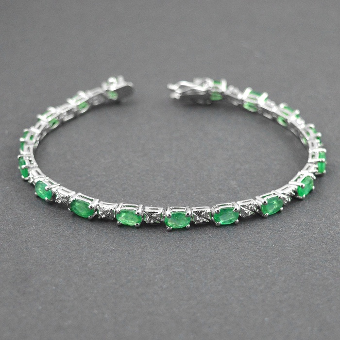 Natural Emerald, Zircon  925 Sterling Silver Bracelet | Save 33% - Rajasthan Living 5