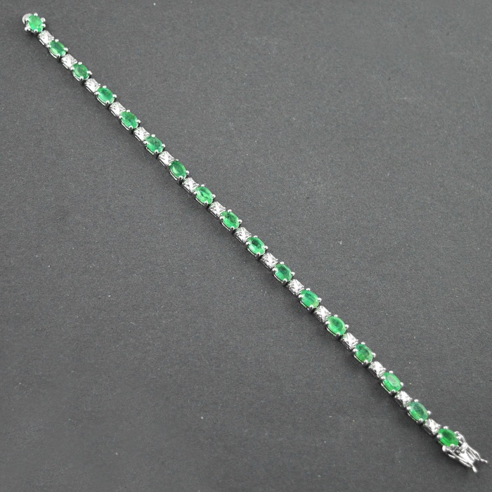 Natural Emerald, Zircon  925 Sterling Silver Bracelet | Save 33% - Rajasthan Living 7