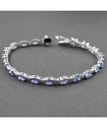 Natural Tenzanite,Diamond  925 Sterling Silver Bracelet | Save 33% - Rajasthan Living