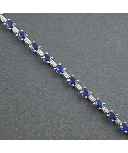 Natural Sapphire, Diamond  925 Sterling Silver Bracelet | Save 33% - Rajasthan Living 3
