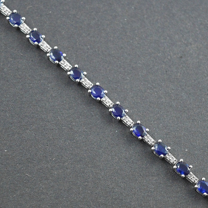 Natural Sapphire, Diamond  925 Sterling Silver Bracelet | Save 33% - Rajasthan Living 6