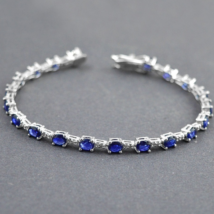 Natural Sapphire, Diamond  925 Sterling Silver Bracelet | Save 33% - Rajasthan Living 5