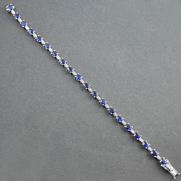 Natural Sapphire, Diamond  925 Sterling Silver Bracelet | Save 33% - Rajasthan Living 7